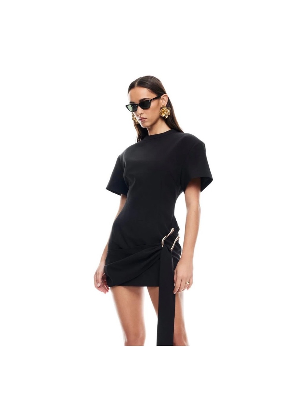 Lioness Martini Draped Belt Minidress Onyx. Size Medium - Picture 5 of 6